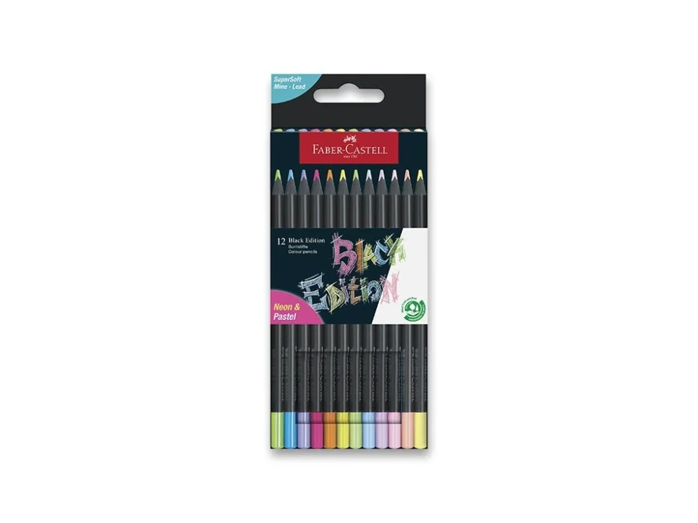 Ihned K Objednání Pastelky Faber-Castell Black Edition - neon, pastel, 12 barev