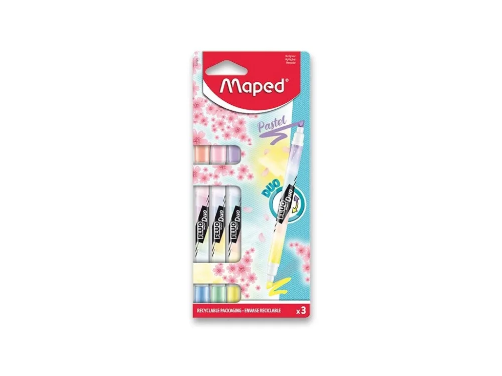 Oblíbený Zvýrazňovač Maped Fluo Peps Duo Pastel - sada, 3 ks