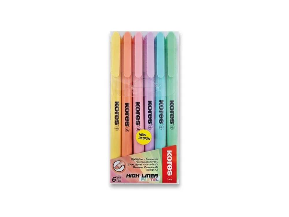 Nejprodávanější Zvýrazňovač Kores High Liner Pastel - sada 6 barev