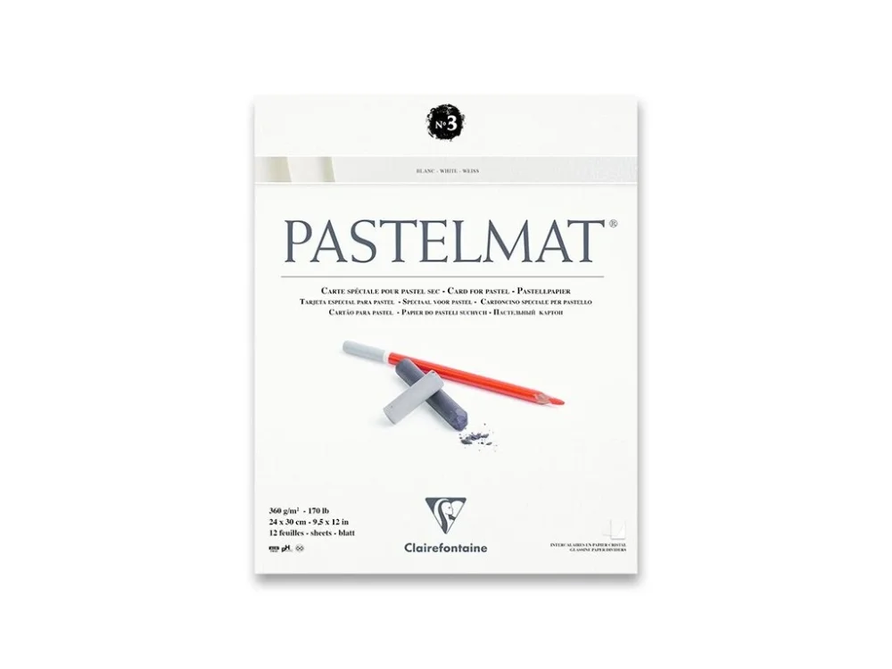 Zlevněný Blok Clairefontaine Pastelmat White No.3 - 24 x 30 cm, 12 listů, 360 g