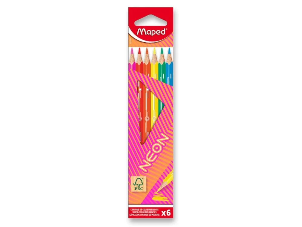 Pastelky Maped Neon - 6 ks Finální Výprodej