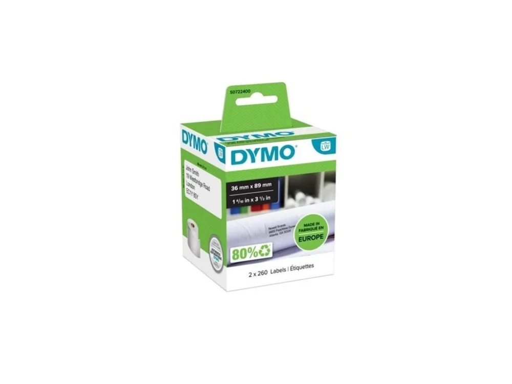 Papírové štítky Dymo LW, 89x36 mm, bílé, 2x 260 ks Ihned K Objednání