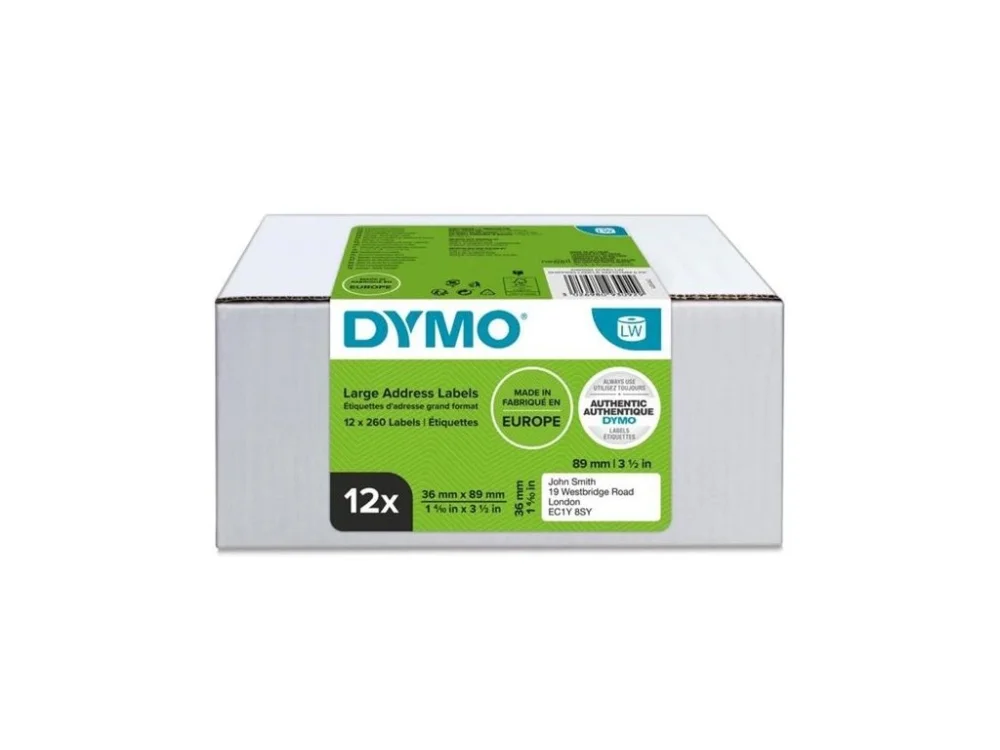 Přímo Od Výrobce Papírové štítky Dymo LW, 89x36 mm, bílé, 12 rolí