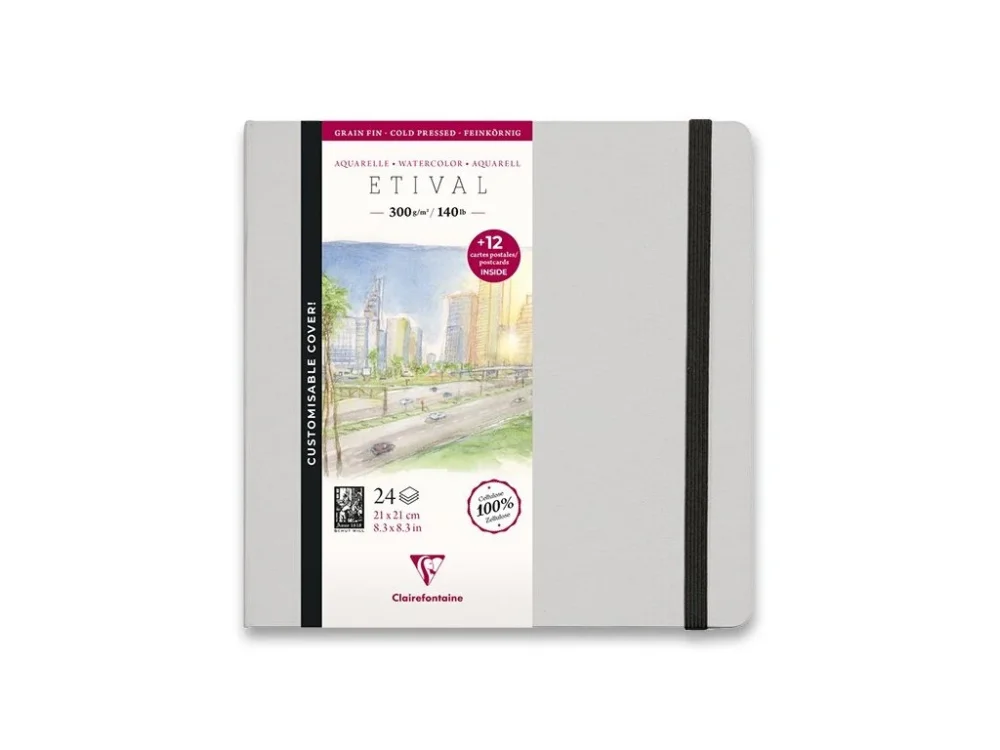 Akvarelové album Clairefontaine Etival Cold Pressed - s pohledy, 21 x 21 cm, 24 listů, 300 g Víkendová Akce