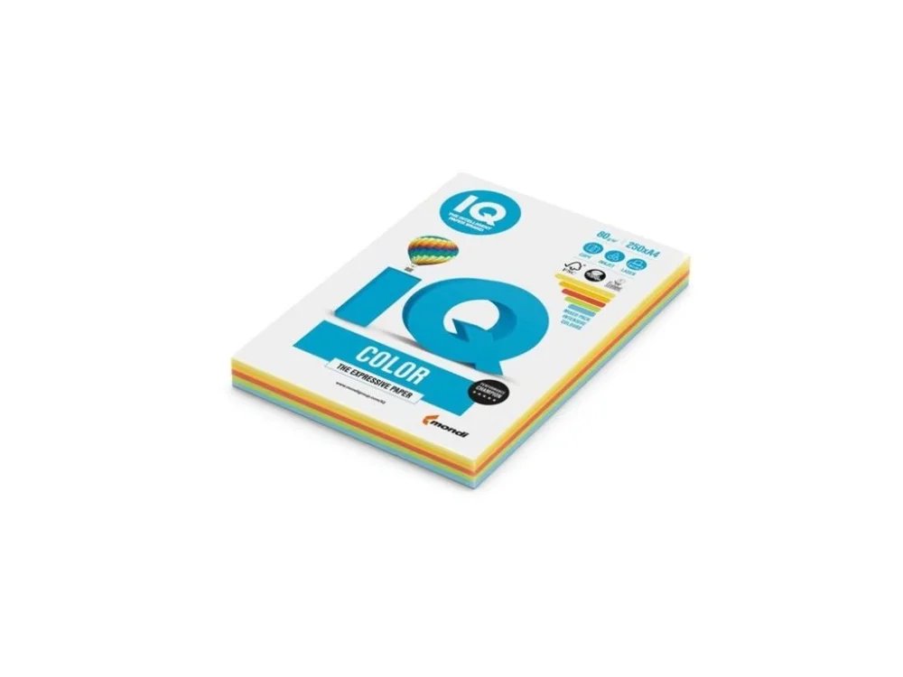 Bar.papír IQ Color A4, intenzivní mix,80g/m2,250l. Bezpečná Platba
