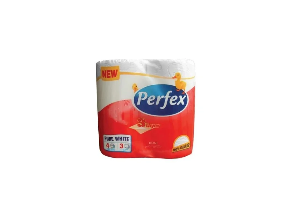 Originální Toaletní papír Perfex - 3vrstvý, bílý, 4 role