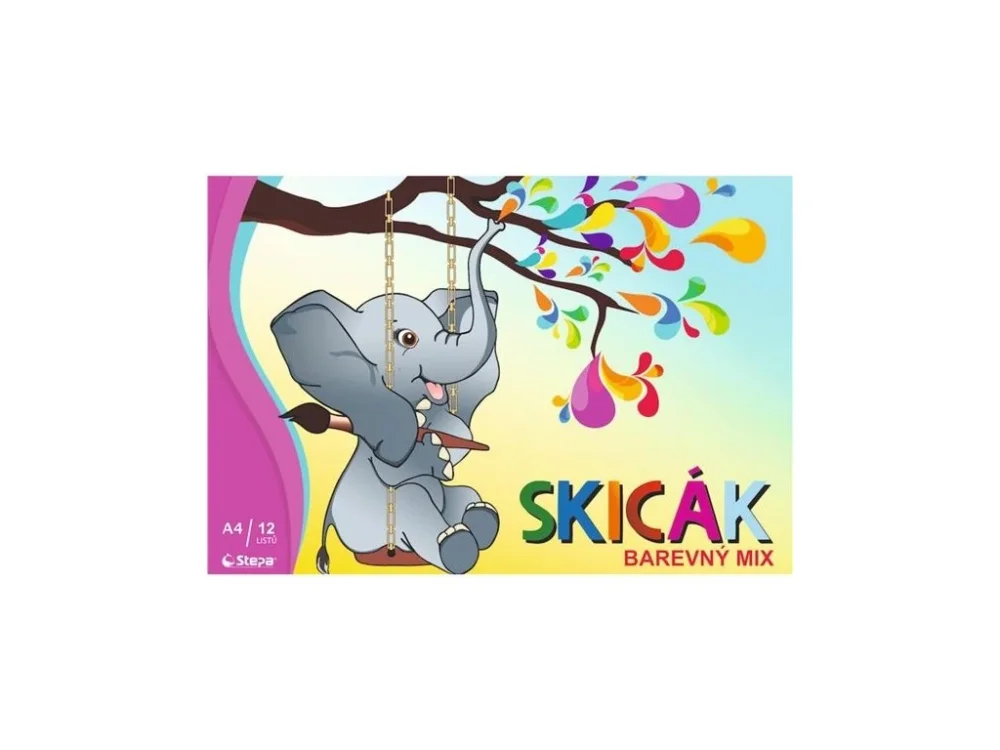 Skicák A4 - 12listů, 180g/m2, mix barev Omezená Nabídka