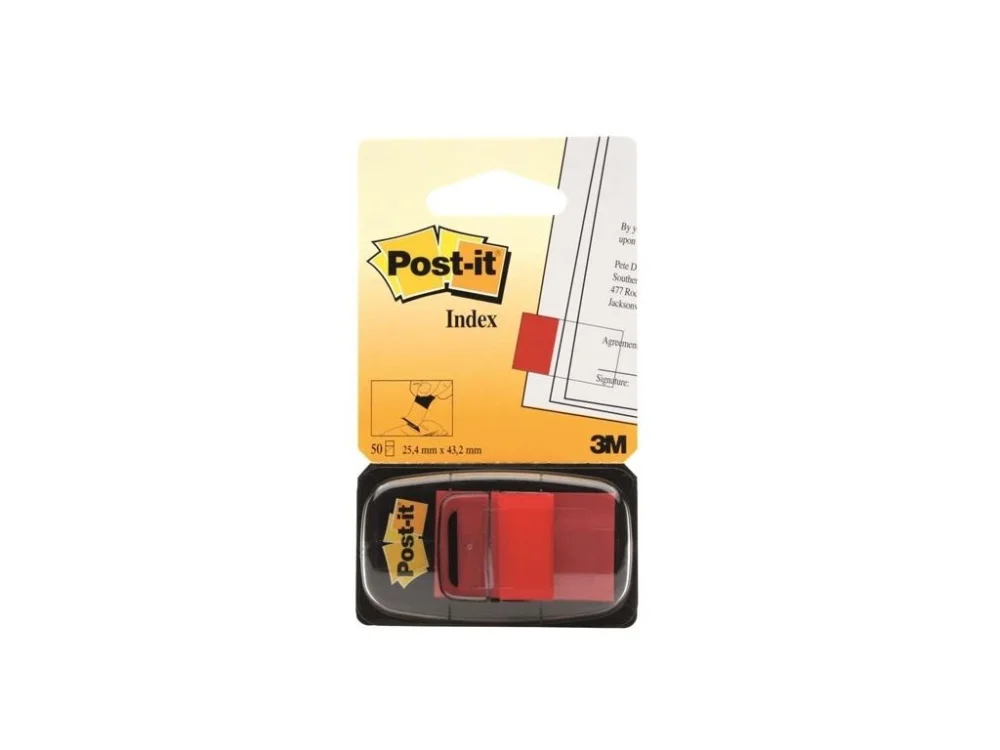 Záložky Post-it, 25,4x43,2 mm, červené, 50 záložek Akce