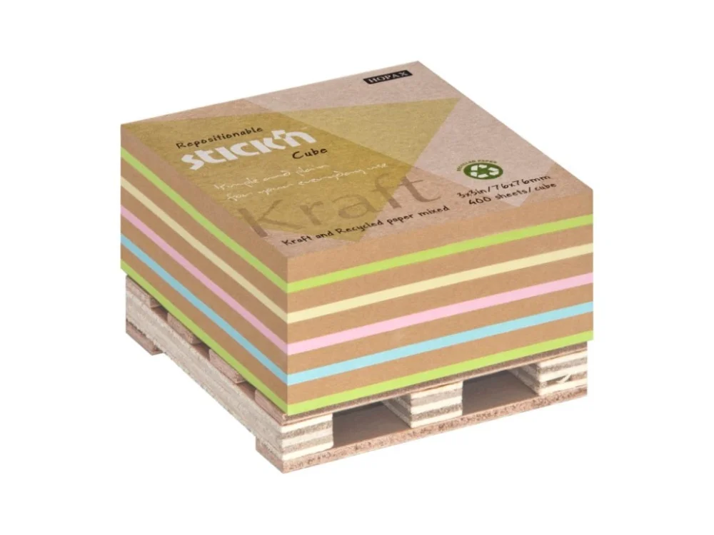 Autentický Samolepicí bločky Stick´n by Hopax - 76 x 76 mm / 400 lístků / kraft mix
