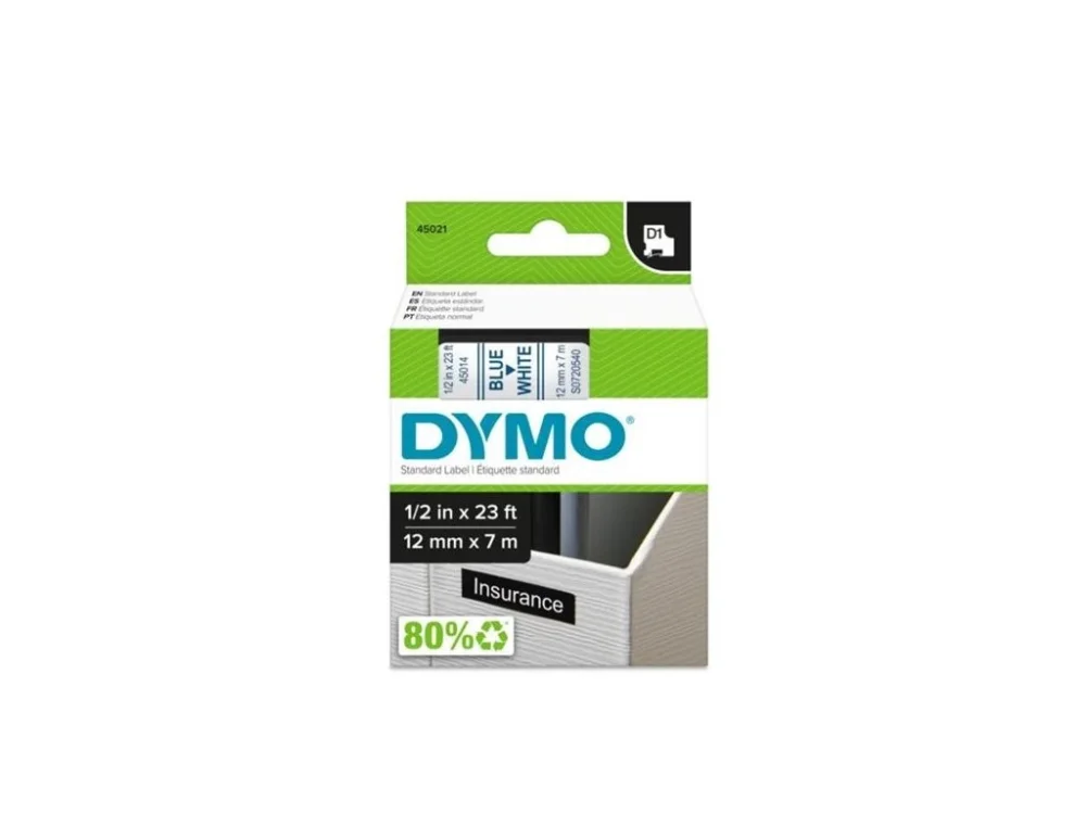 Vysoce Kvalitní Páska Dymo D1 šíře 12 mm, modrá/bílá