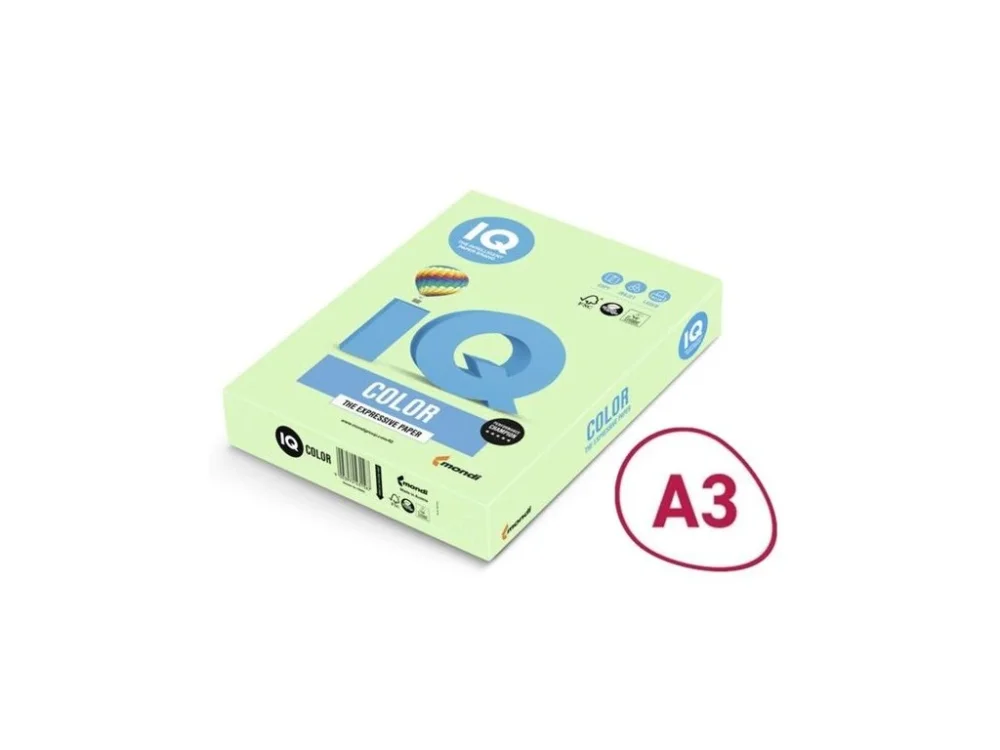 Barev.papír IQ A3-MG28,stř.zel.,80g/m2,500 listů Vysoce Kvalitní