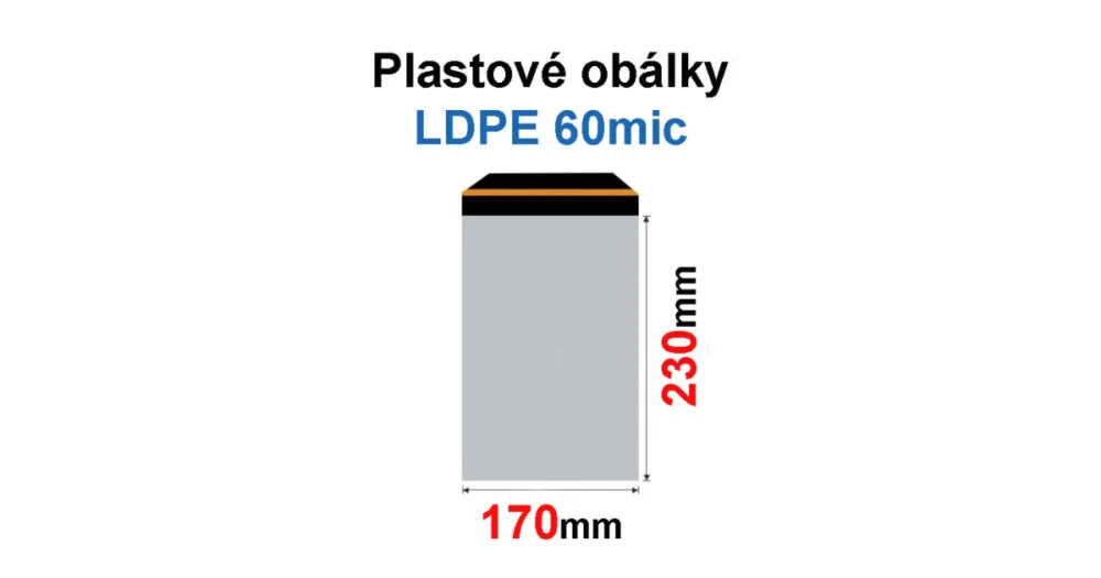 Obálka zasílací plastová 170x230+40mm, 60mic, (50ks) samolepící Ověřený