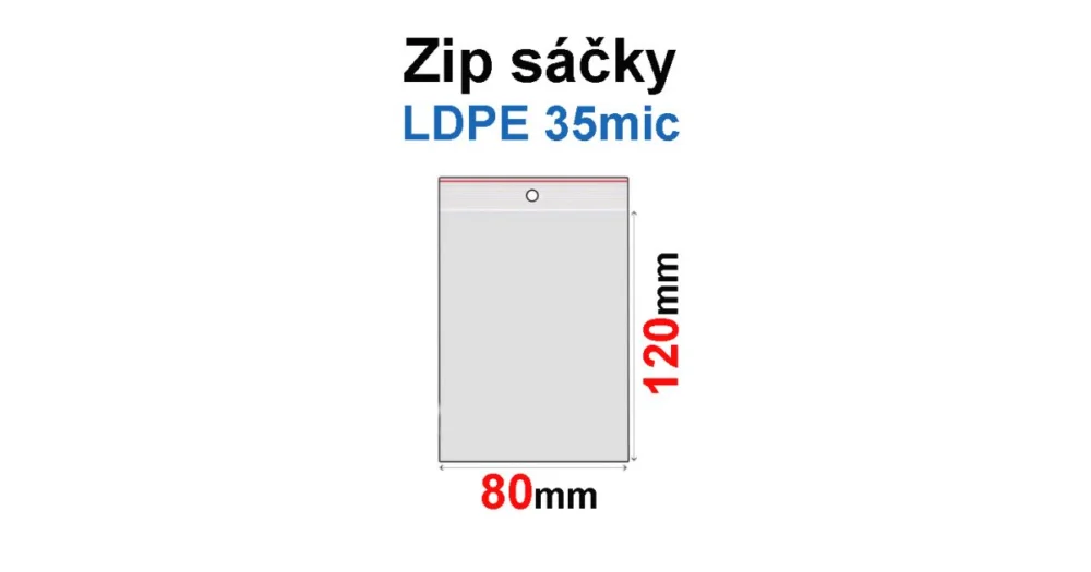 Sáčky ZIP SR0480x120mm, 35mic, LDPE (100ks) s dírkou Super Cena
