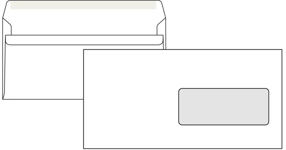 Obálka poštovní DL 110x220mm, okénko, 1000ks bílá, samolepící8000004853 Cenová Bomba