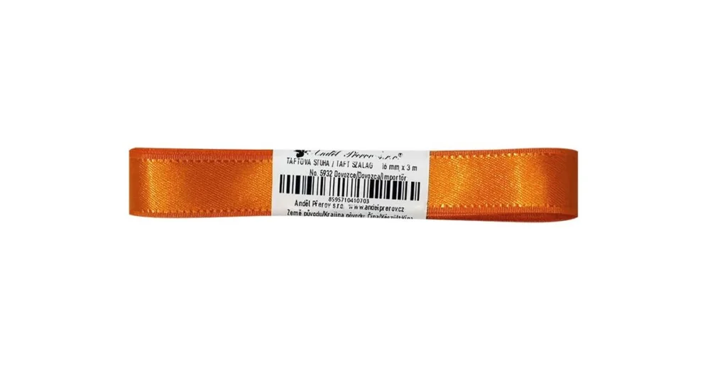 Stuha taftová 16 mm x 3 m, oranžová Tovární Cena