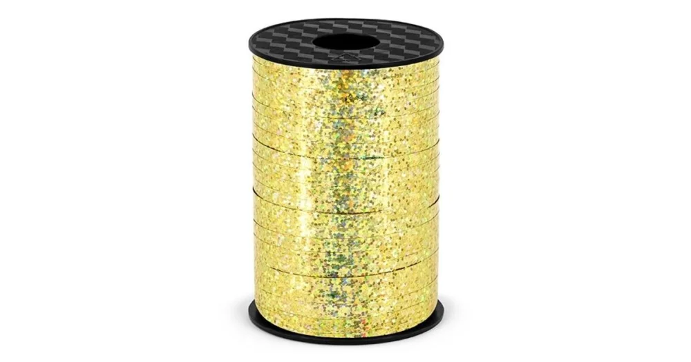 Vysoce Kvalitní Stuha(špulka) -5mm/225m holografická zlatá 55PRH5019