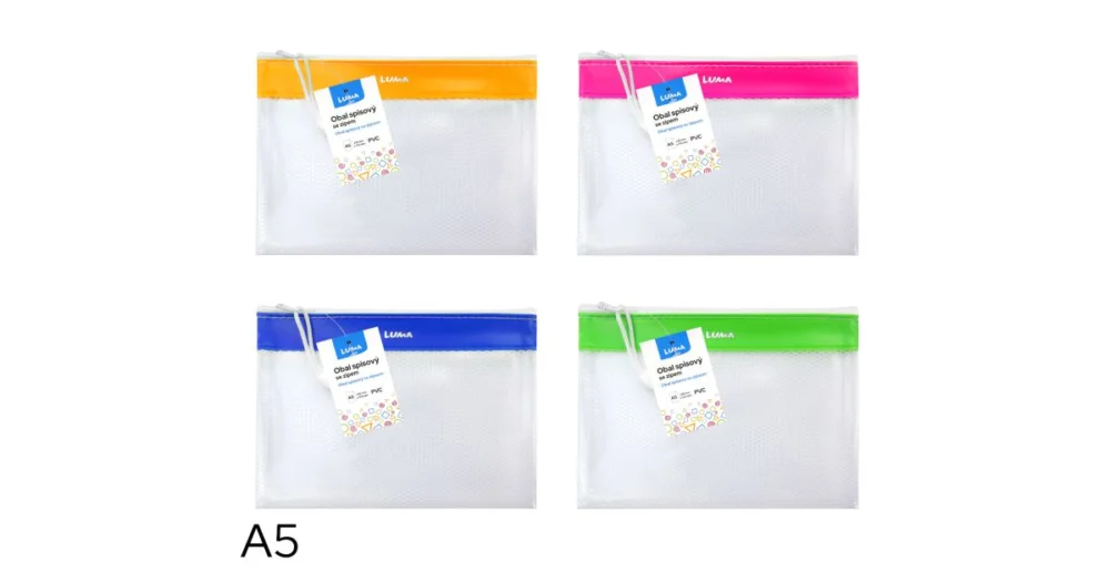 Kup Teď Obal spisový se zipem síťovaný A5, PVC LUMA mix