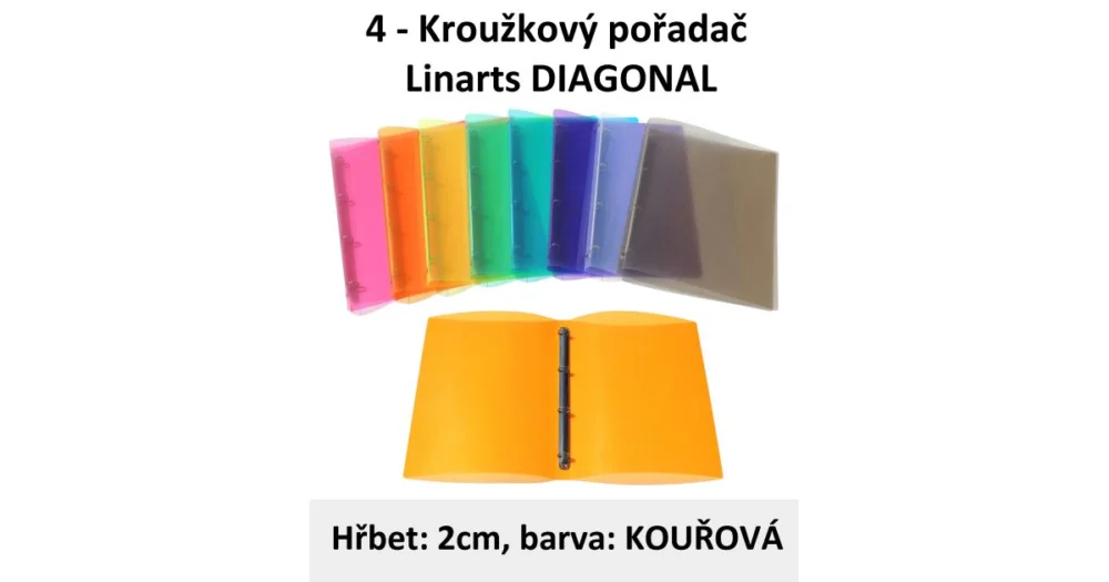 Akce Pořadač 4kroužkový LINARTS Diagonal A5, kouřový, PP, 2cm