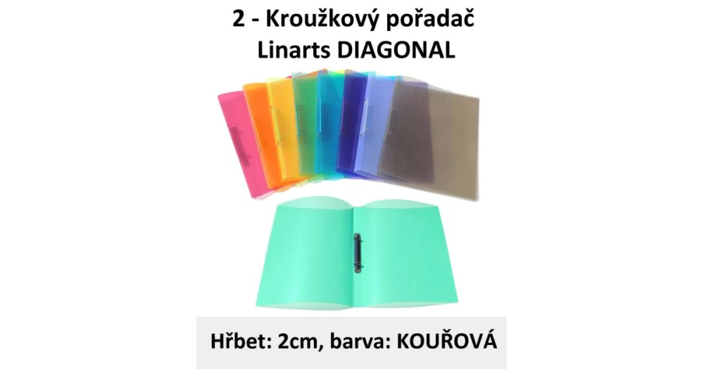 Dokud Zásoby Vydrží Pořadač 2kroužkový LINARTS Diagonal A5, kouřový, PP, 2cm, 5207KR