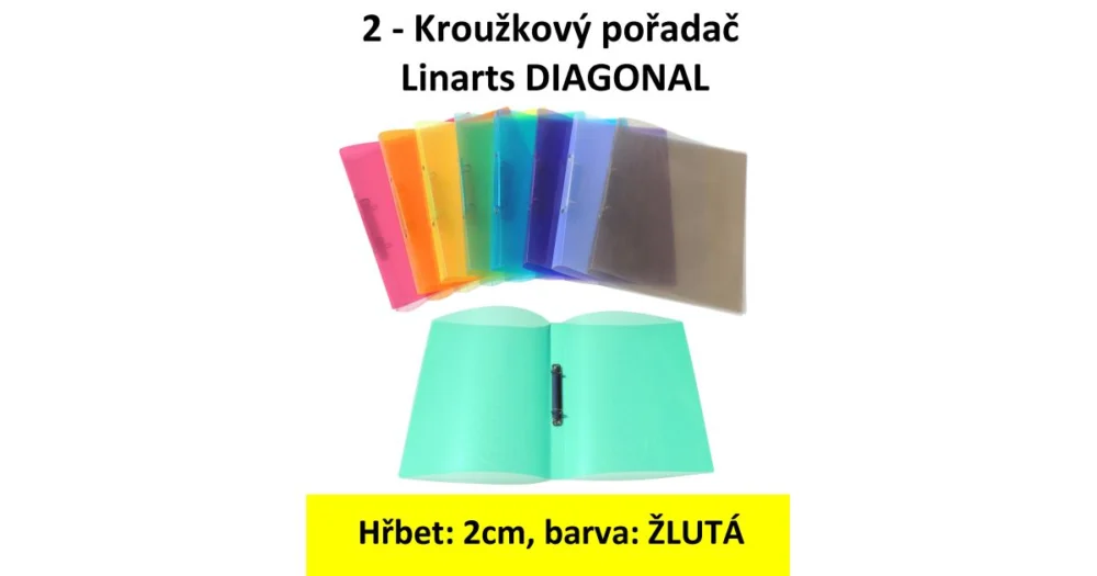 Pořadač 2kroužkový LINARTS Diagonal A5, žlutý, PP, 2cm, 5207ZL Nakupujte Hned