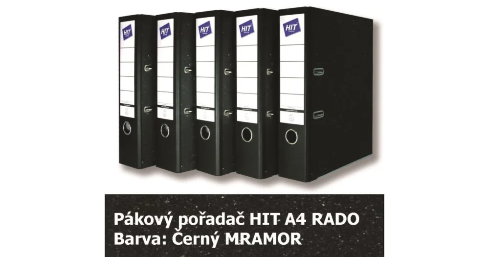 Nakupujte Hned Pořadač pákový HIT A4, KV8R Classic, černý mramor, RADO, 7,5cm, 257.00