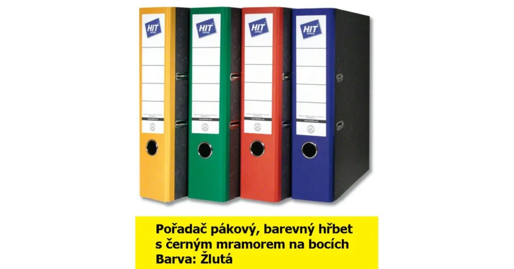 Výhodná Nabídka Pořadač pákový HIT A4, KV8R barevný hřbet, žlutý, RADO, 7,5cm, 282.05