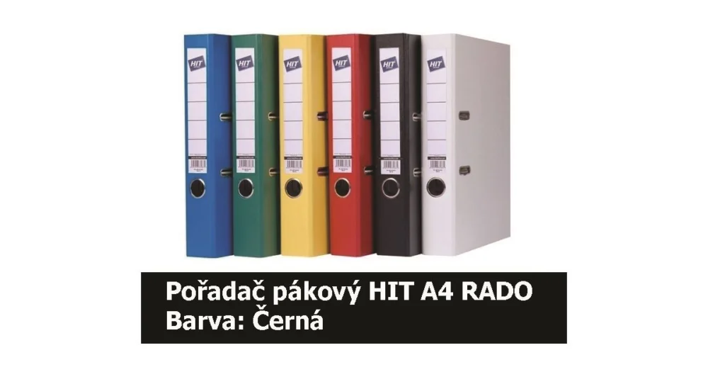 Pořadač pákový HIT A4, KV5R PP Plus, černý, RADO, 5cm, 356.10 Akční Nabídka
