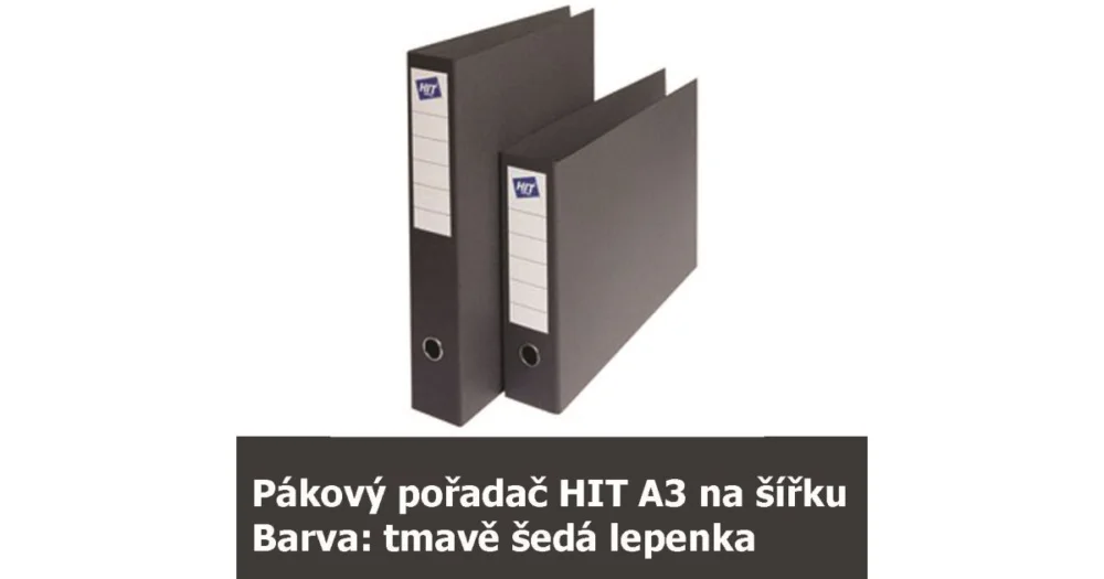 Výprodej Pořadač pákový HIT A3, na šířku, šedá lepenka, 8cm, 309.01