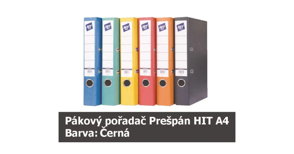 Pořadač pákový HIT A4, KV5R Prešpán, černý, RADO, 5cm, 272.10 Nakupujte Hned