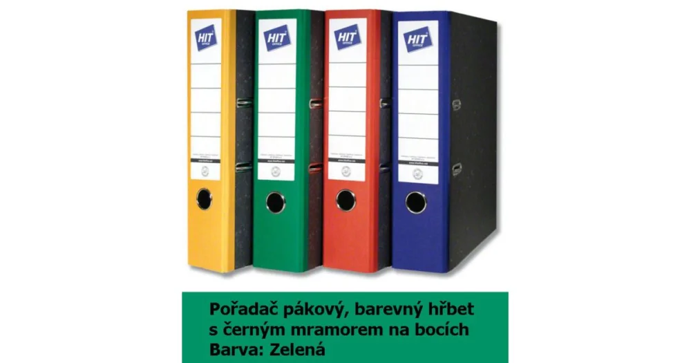 Pořadač pákový HIT A4, KV8R barevný hřbet,zelený, RADO, 7,5cm, 282.03 Originální