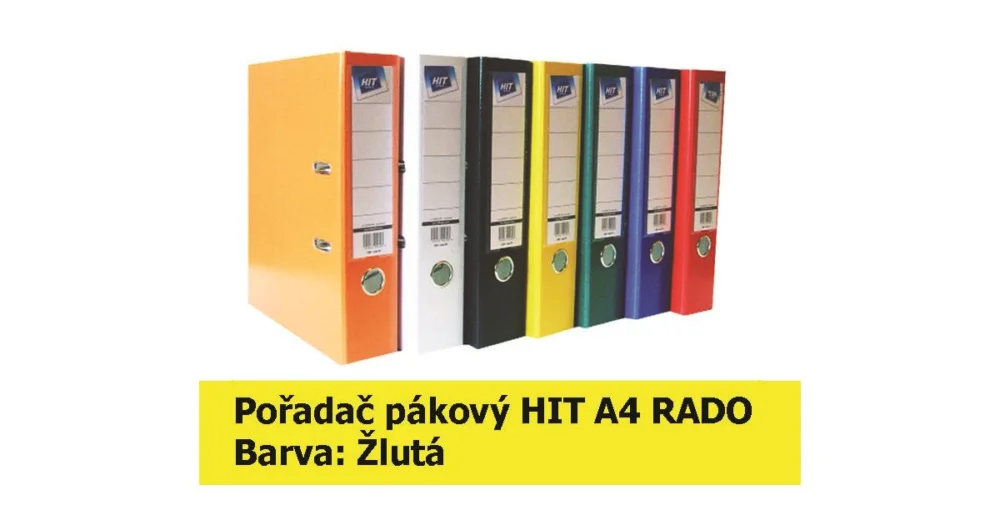 Vrácení Zdarma Pořadač pákový HIT A4, KV8R PP Plus, žlutý, RADO, 7,5cm, 355.05