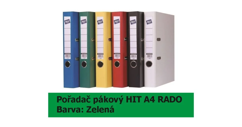 Kup Teď Pořadač pákový HIT A4, KV5R PP Plus, zelený, RADO, 5cm, 356.03