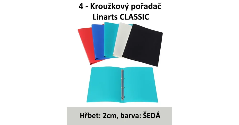 Kup Teď Pořadač 4kroužkový LINARTS Classic A4, červený, PP, 2cm, 5200CV