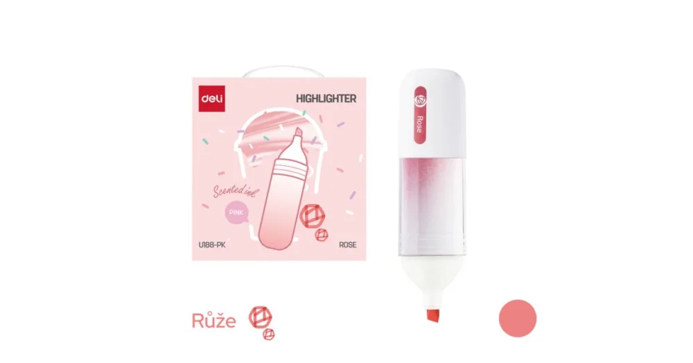 Zvýrazňovač s vůní DELI EU188-PK pastel růžový Cenově Výhodný