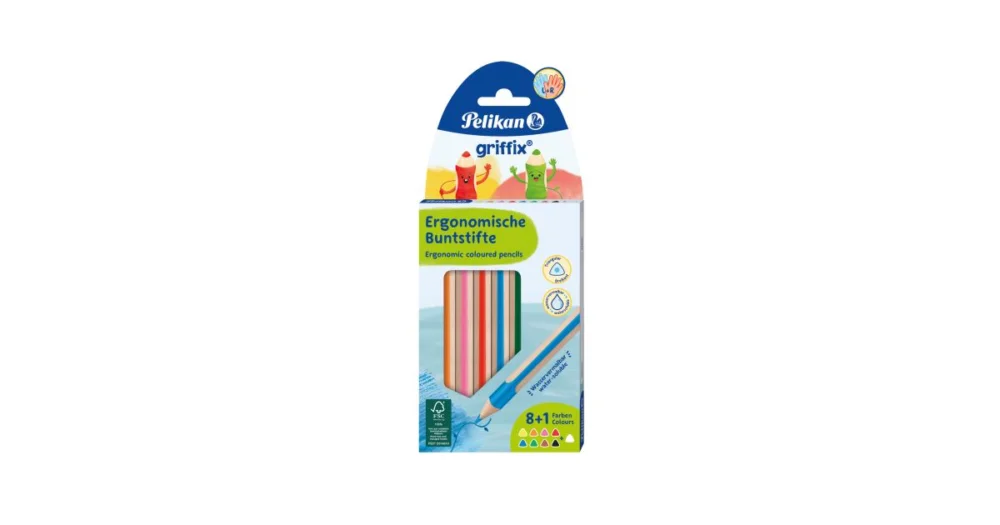 Pastelky PELIKAN Griffix silné 8barev + bílá/9ks 00700856 Značkový