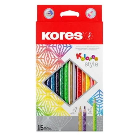 Značkový Pastelky Kores Kolores Style trojhranné / 15 barev