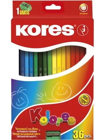 KORES HEXA pastelky KOLORES 36+2ks, ořez Nejlepší Volba