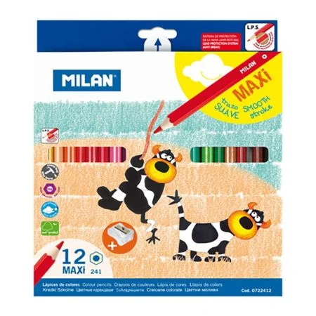 Pastelky MILAN Maxi šesthranné 12 ks + ořezávatko Novinka