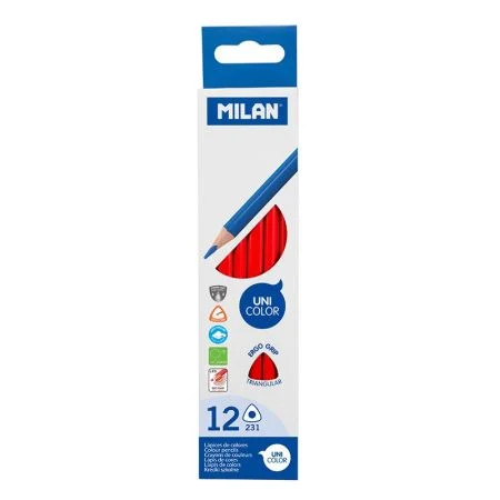 Pastelky MILAN Ergo Grip trojhranné, červená Hit Sezóny