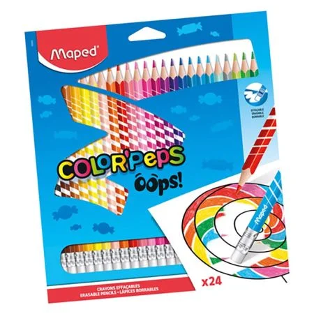 Novinka Pastelky trojhranné MAPED "COLOR'PEPS OOPS" s gumou sada 24 ks