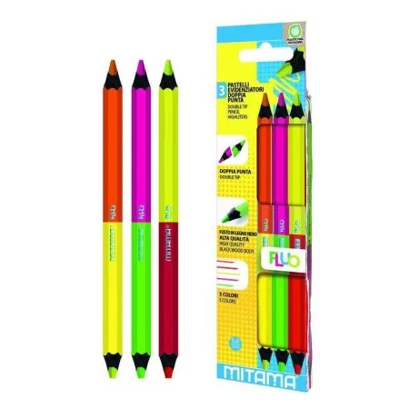 Rychlé Dodání Barevné pastelky NEON JUMBO, oboustranné, 3 ks, MITAMA 61919 ,balení 3 ks