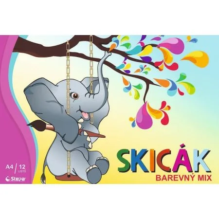 Nízká Cena SkicákA4/12listů barevný mix, STEPA