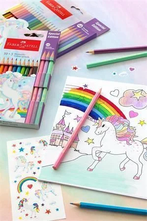 Cenově Výhodný Pastelky Unicorn, 10 barev + 3 pastelové barvy, šestihranné, FABER-CASTELL 111219