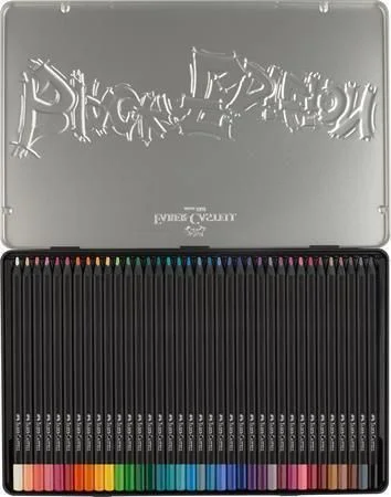 Poslední Šance Barevné pastelky Black Edition, 36 barev, trojhranné, kovová krabička, FABER-CASTELL 116437