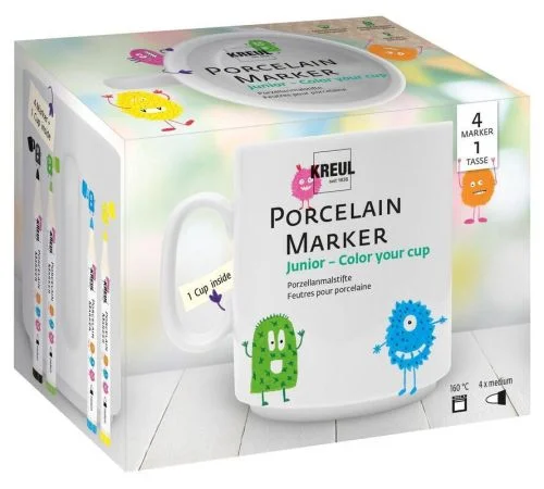Must-Have Sada fixů na porcelán JUNIOR s hrníčkem 4 barvy, KREUL ,balení 5 ks