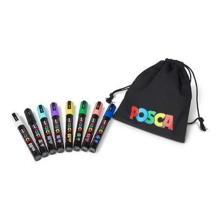 Super Cena Akrylový popisovač Posca Pouch PC-5M, 8 barev, sada v tašce, 1,8-2,5 mm, UNI 2UPC5MPOUCH
