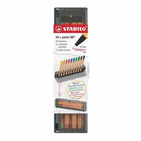 Liner Point 88, 10 barev, 0,4 mm, sada na stůl, STABILO 8810-5 Zlevněný
