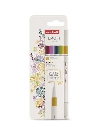 Fineliner Emott Retro, 5 různých barev, 0,4 mm, UNI 302422265 Originální