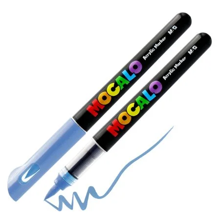 Oblíbený M&G MOCALO Akrylový popisovač, štětcový hrot - Soft Blue 603