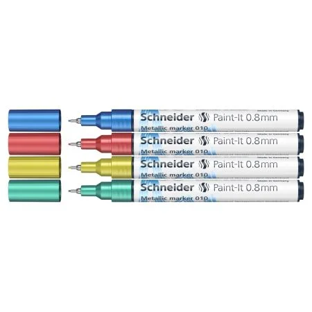 Zlevněný Popisovač Schneider Paint-It 010 Metallic, sada 4 ks, hrot 0,8 mm